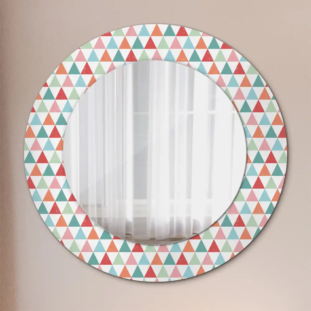 Miroir rond avec décoration motif géométrique