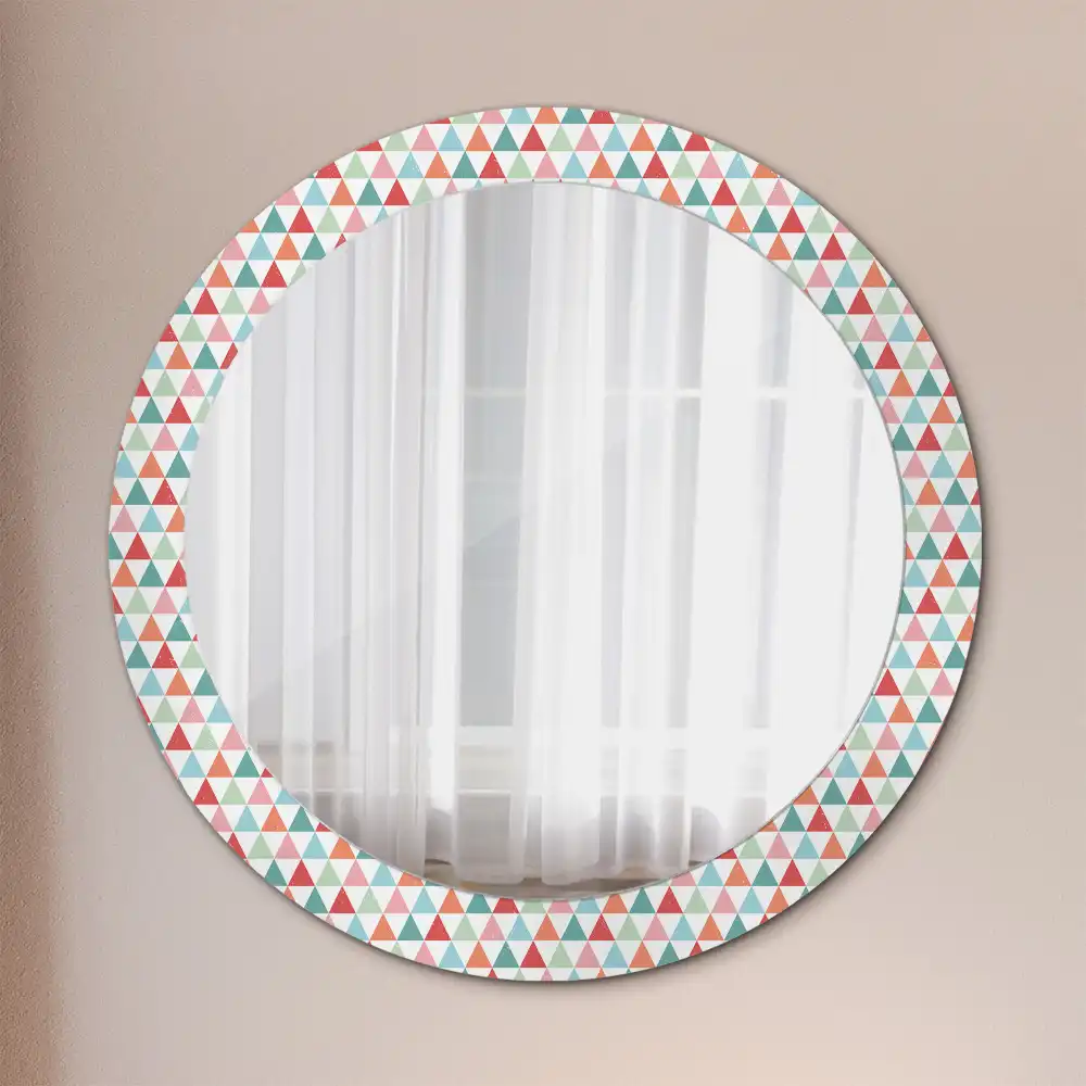 Miroir rond avec décoration motif géométrique