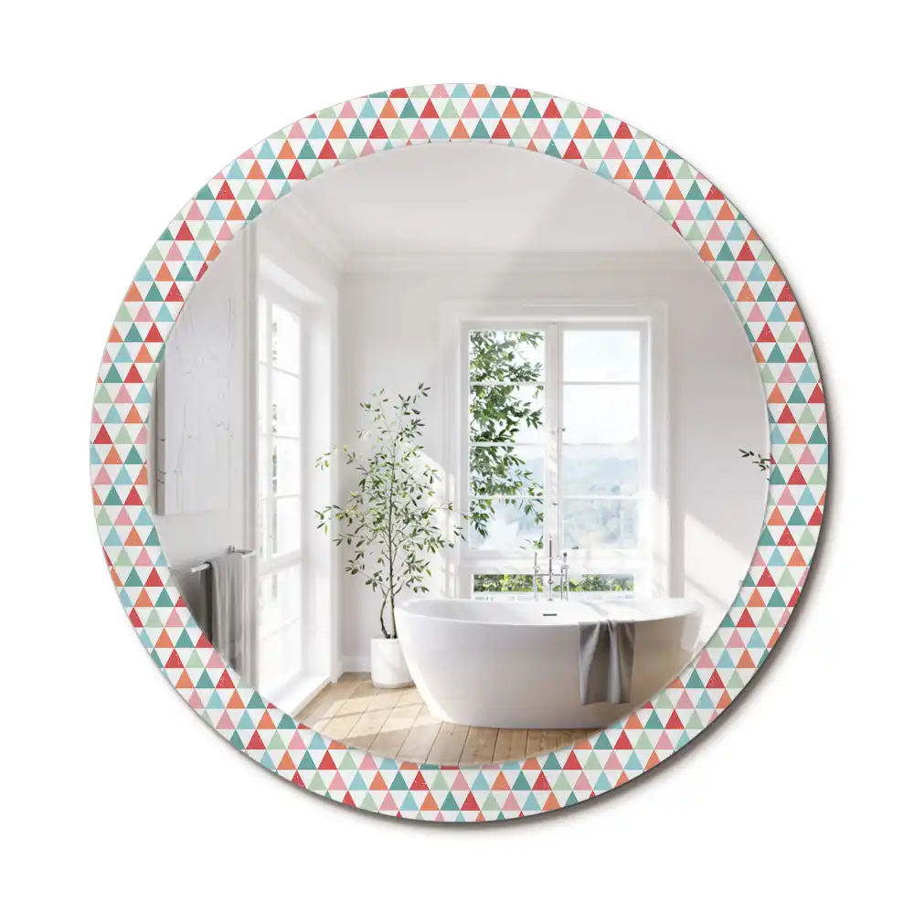 Miroir rond avec décoration motif géométrique