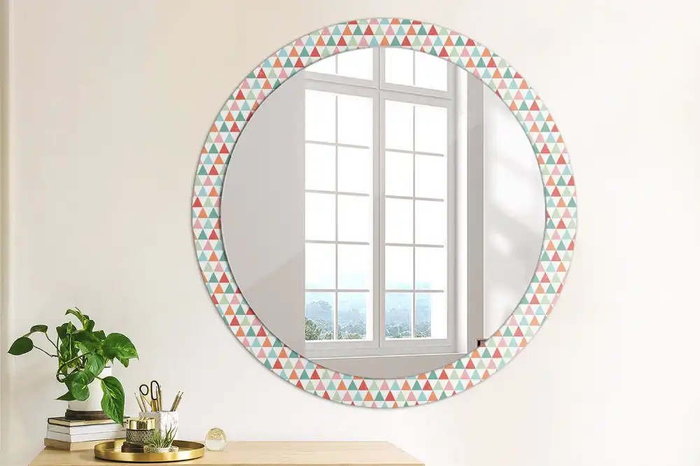 Miroir rond avec décoration motif géométrique