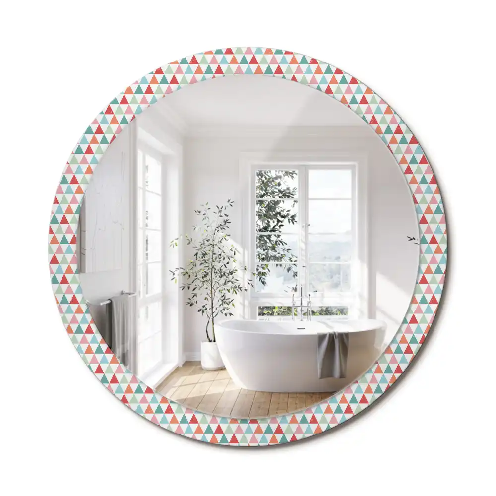 Miroir rond avec décoration motif géométrique