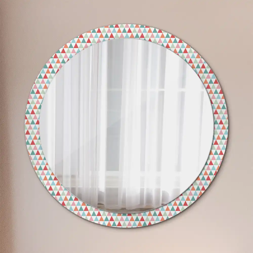 Miroir rond avec décoration motif géométrique