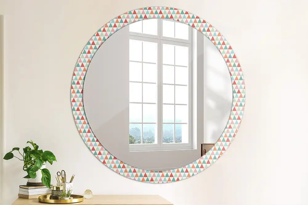 Miroir rond avec décoration motif géométrique