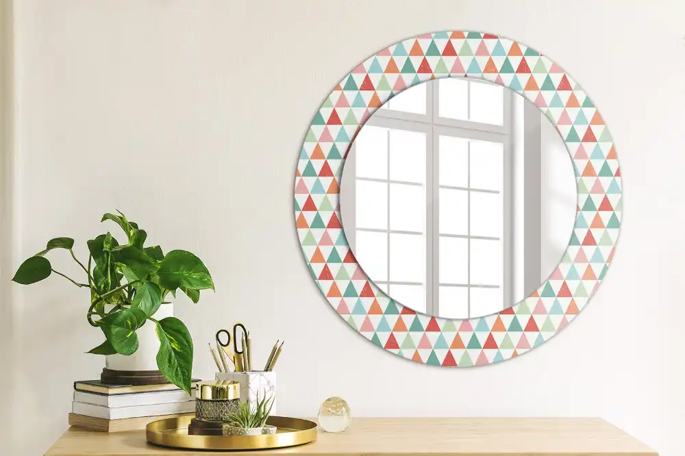 Miroir rond avec décoration motif géométrique