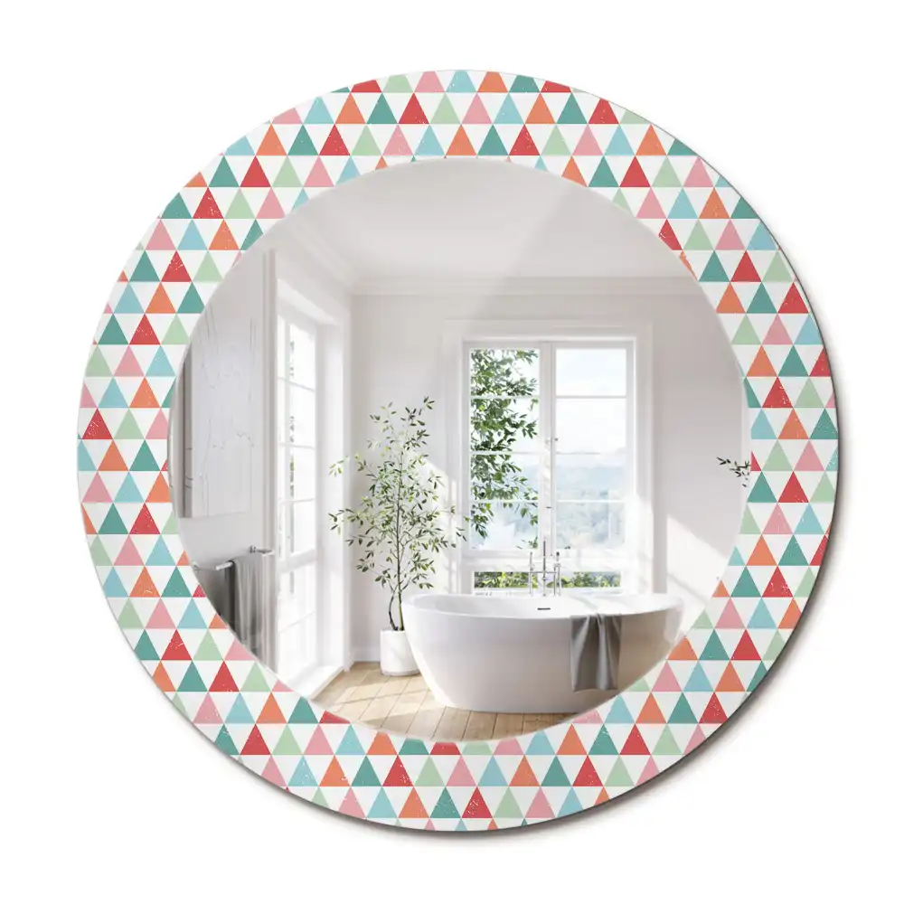 Miroir rond avec décoration motif géométrique