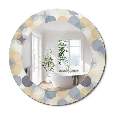 Miroir rond cadre avec impression cercles géométriques