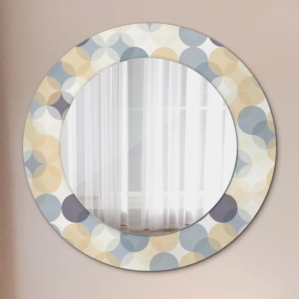 Miroir rond cadre avec impression cercles géométriques