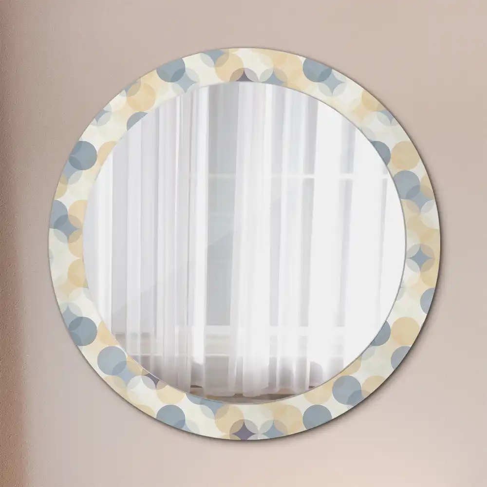 Miroir rond cadre avec impression cercles géométriques