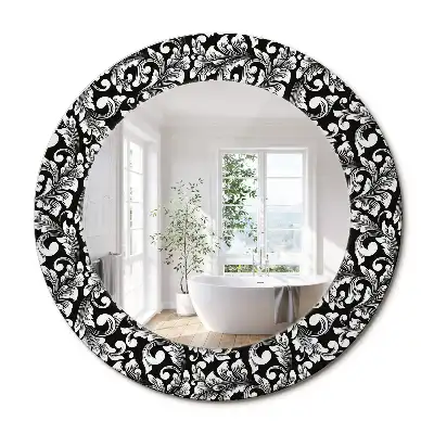 Miroir rond cadre avec impression motif ornemental