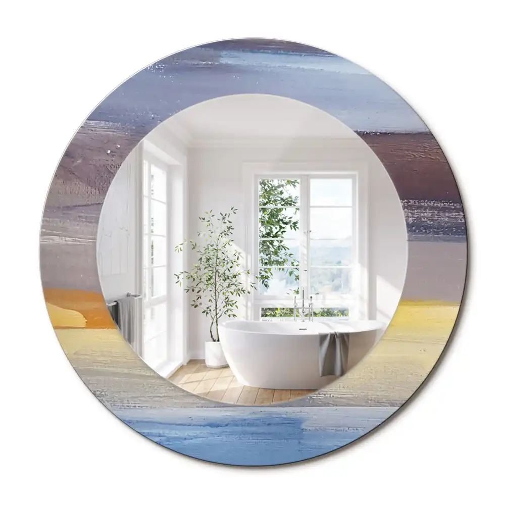 Miroir rond avec décoration tableau abstrait