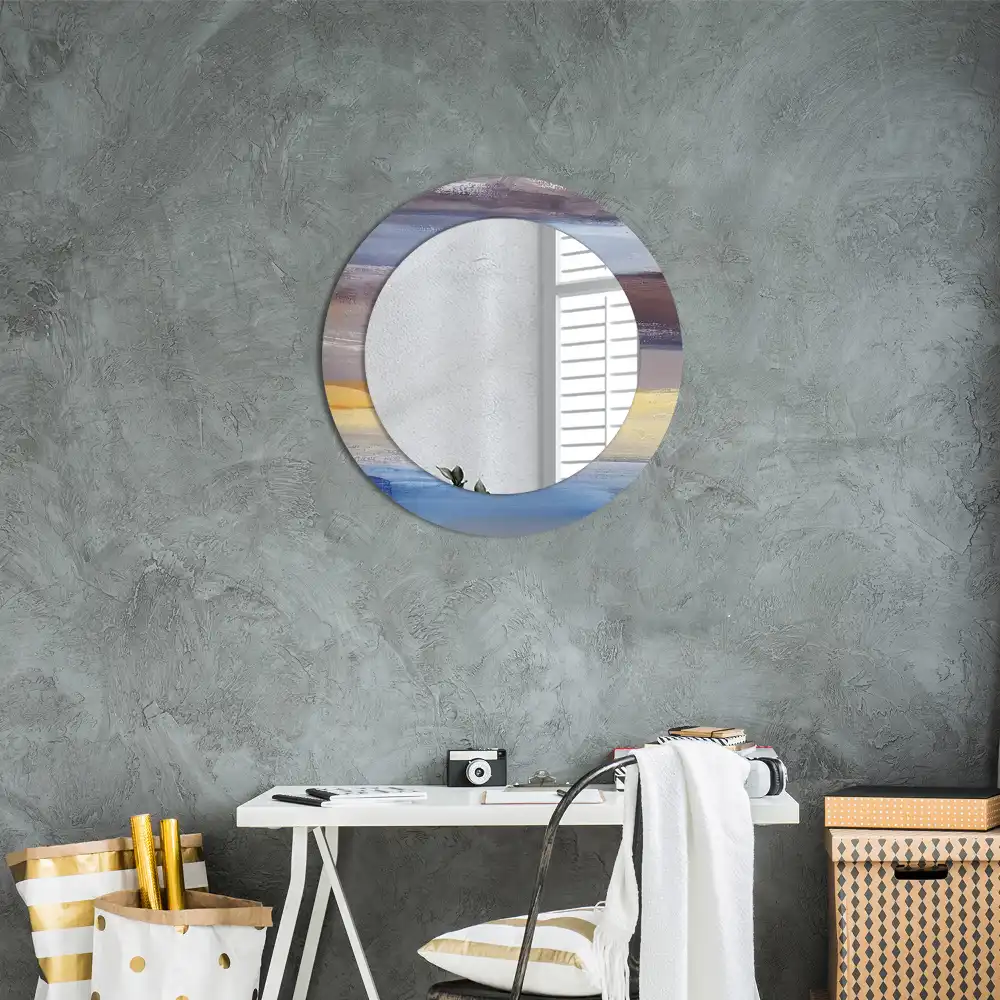 Miroir rond avec décoration tableau abstrait