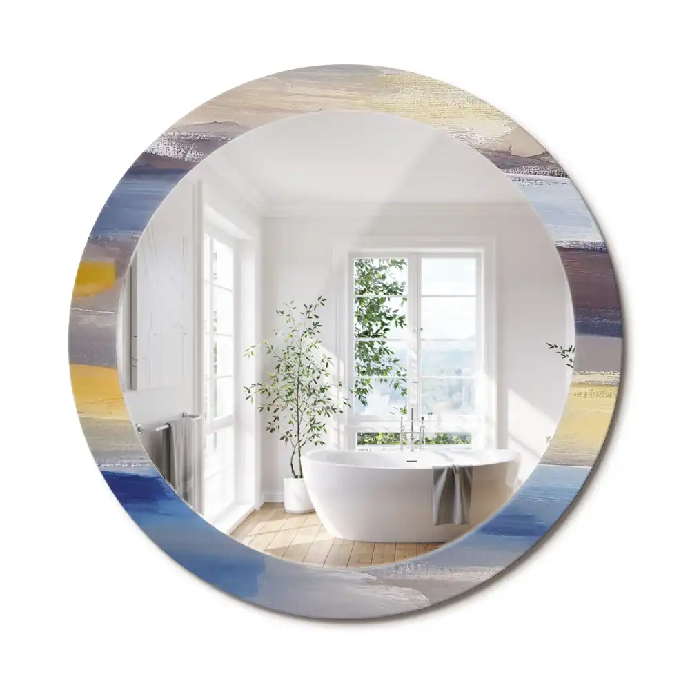 Miroir rond avec décoration tableau abstrait