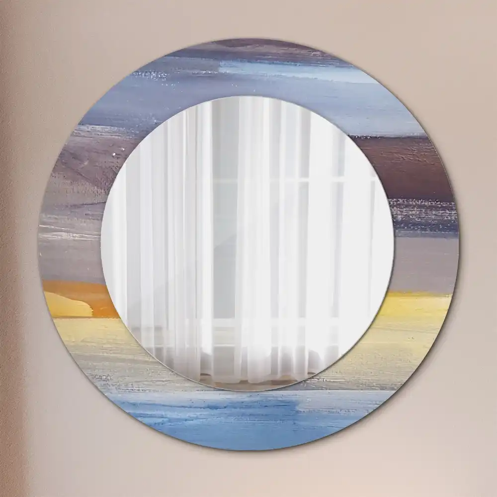 Miroir rond avec décoration tableau abstrait