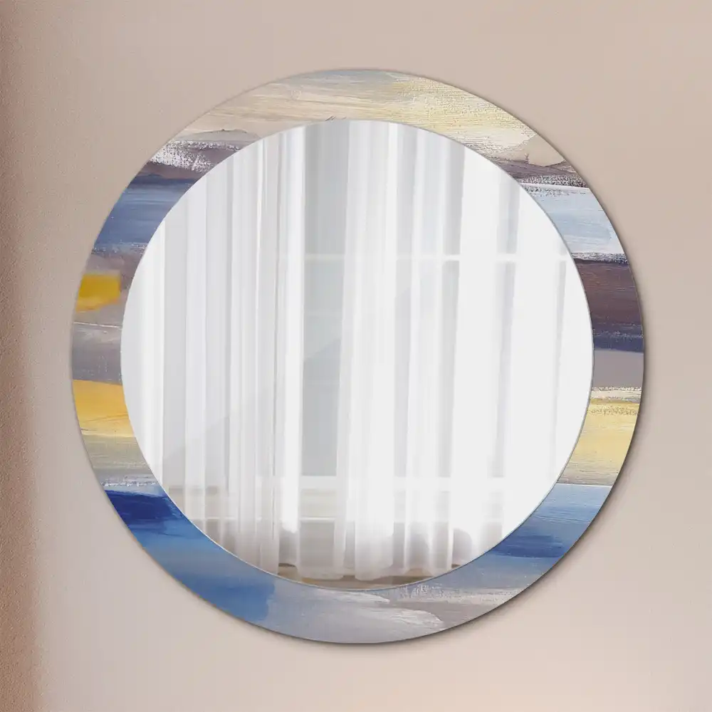 Miroir rond avec décoration tableau abstrait