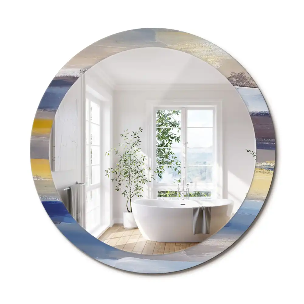 Miroir rond avec décoration tableau abstrait
