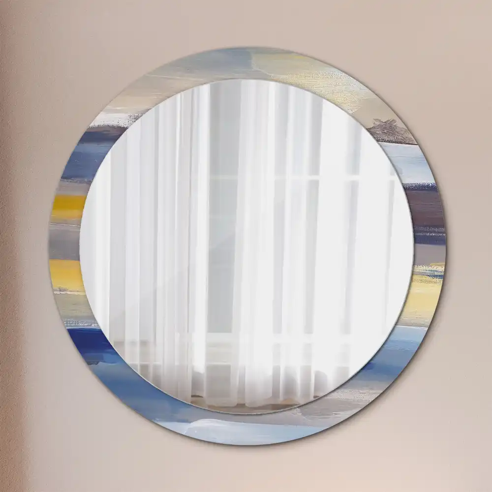 Miroir rond avec décoration tableau abstrait