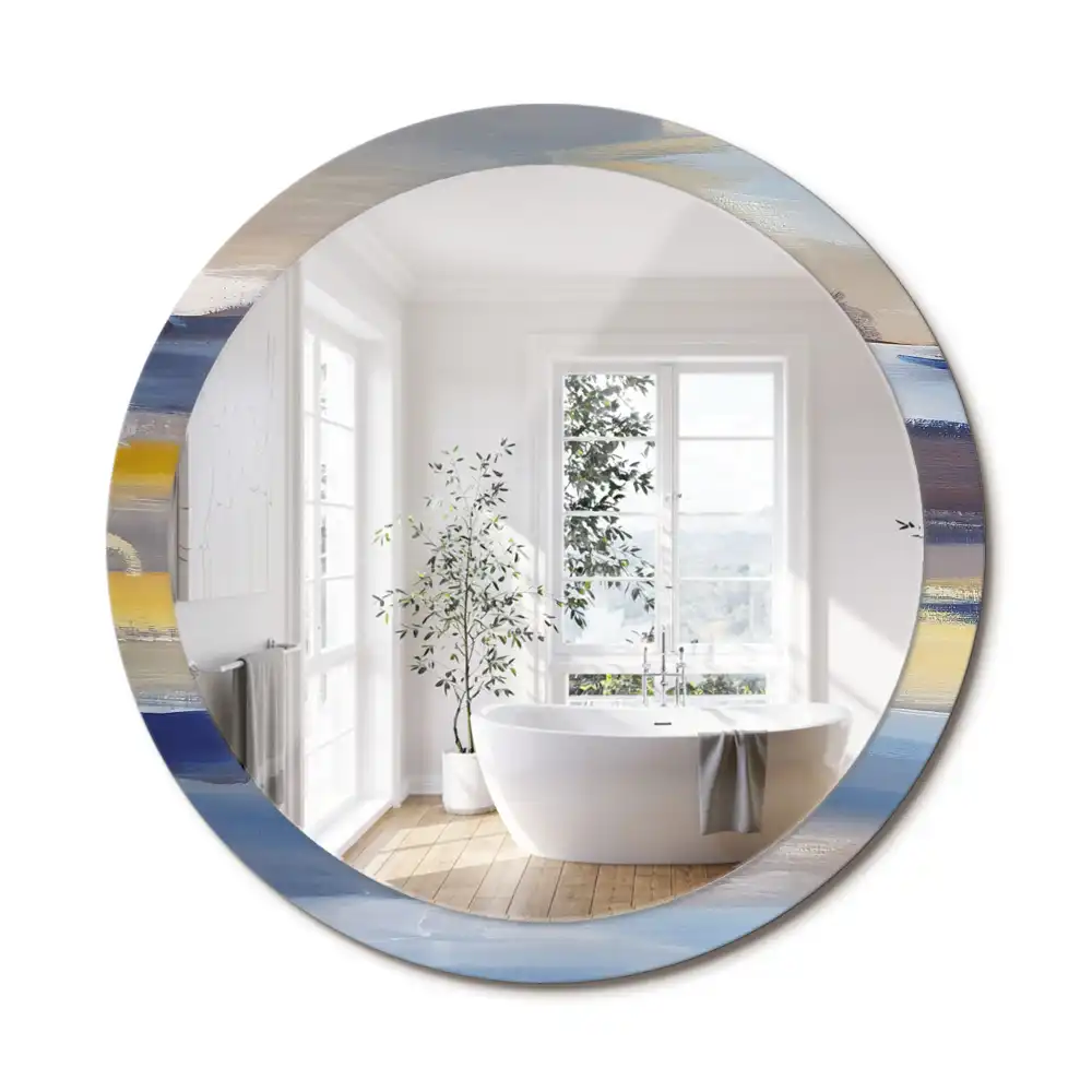 Miroir rond avec décoration tableau abstrait