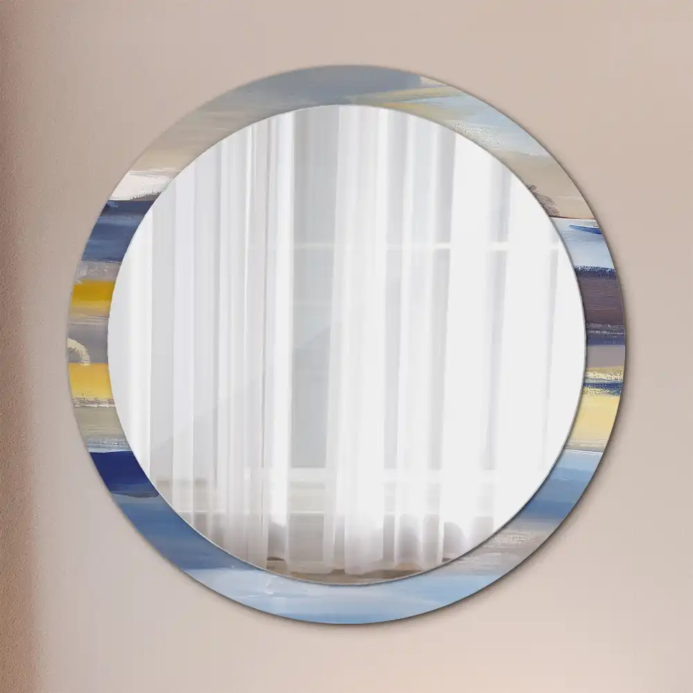 Miroir rond avec décoration tableau abstrait