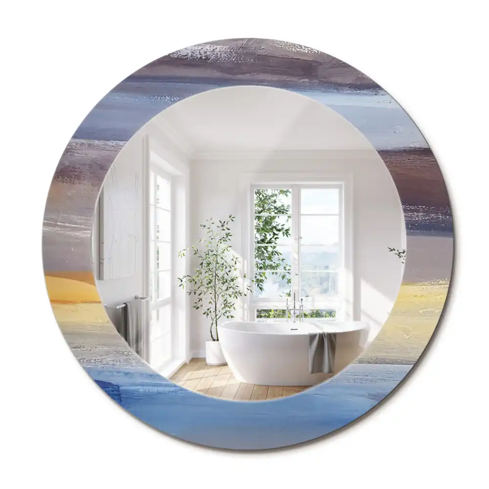Miroir rond avec décoration tableau abstrait