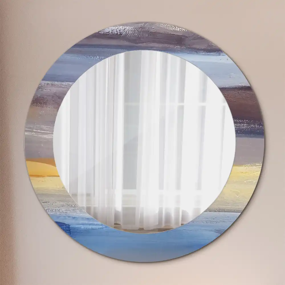 Miroir rond avec décoration tableau abstrait