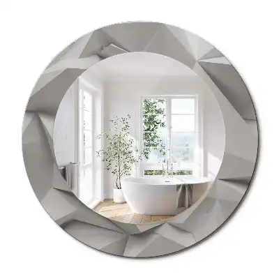 Miroir rond cadre avec impression cristal blanc abstrait