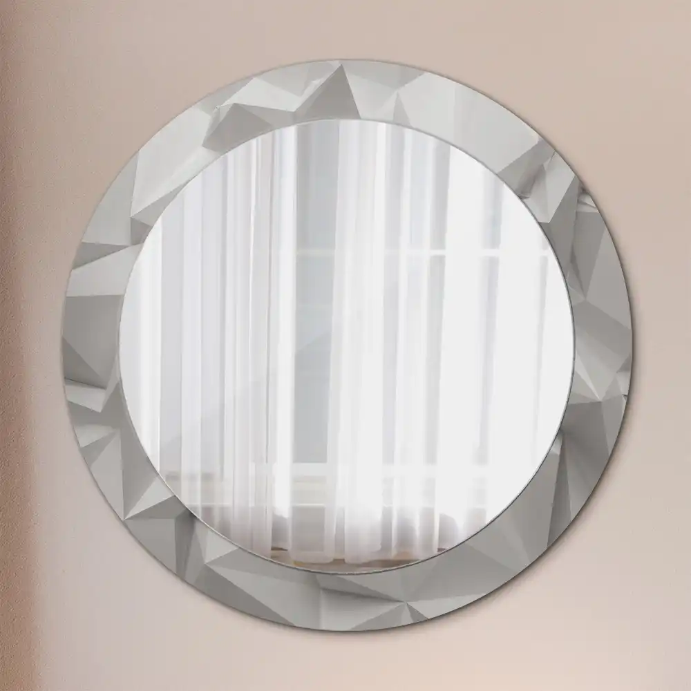Miroir rond cadre avec impression cristal blanc abstrait