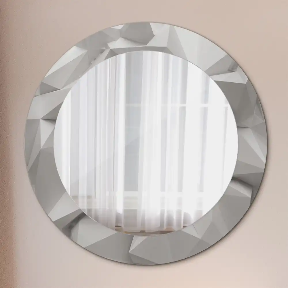 Miroir rond cadre avec impression cristal blanc abstrait