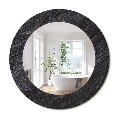 Miroir rond cadre imprimé pierre noire