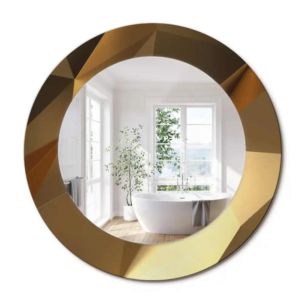 Miroir rond cadre imprimé motif géométrique