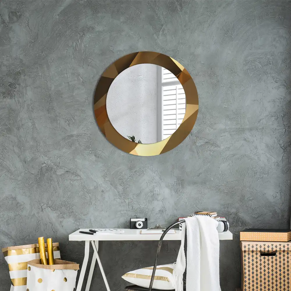 Miroir rond cadre imprimé motif géométrique