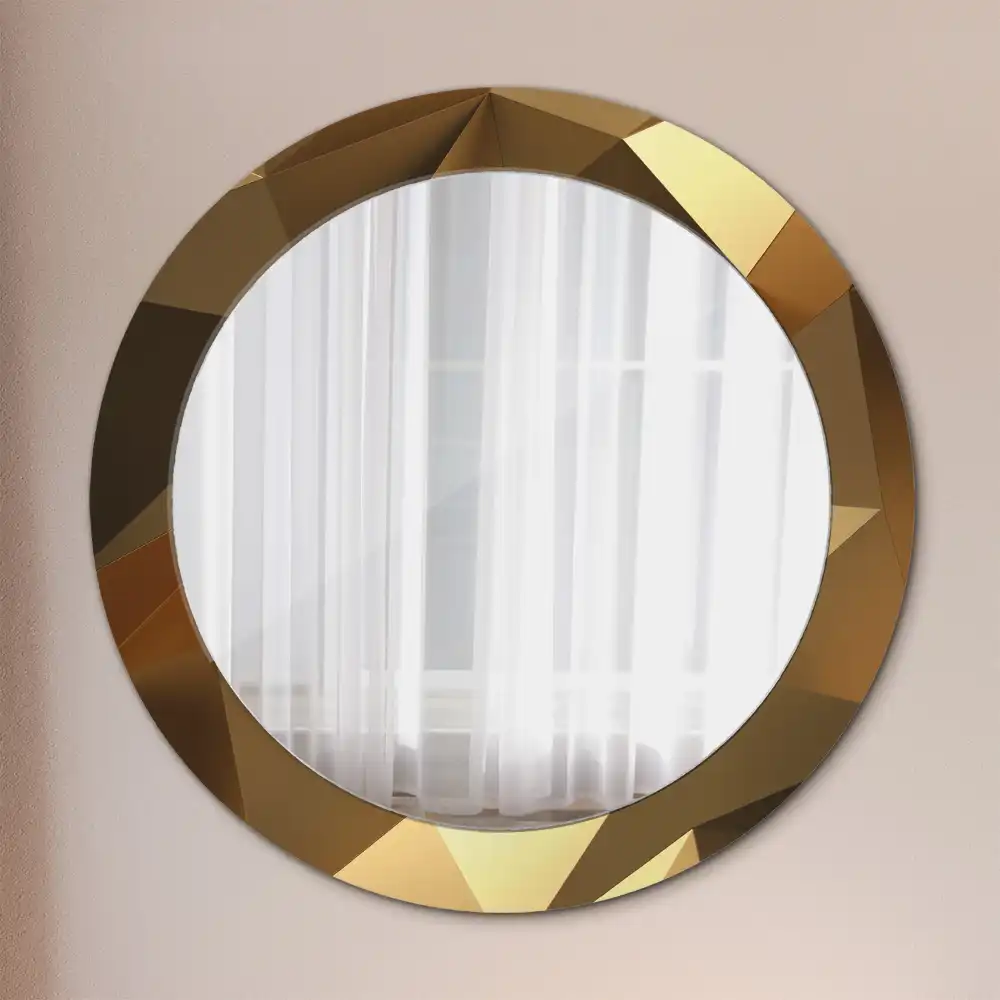 Miroir rond cadre imprimé motif géométrique