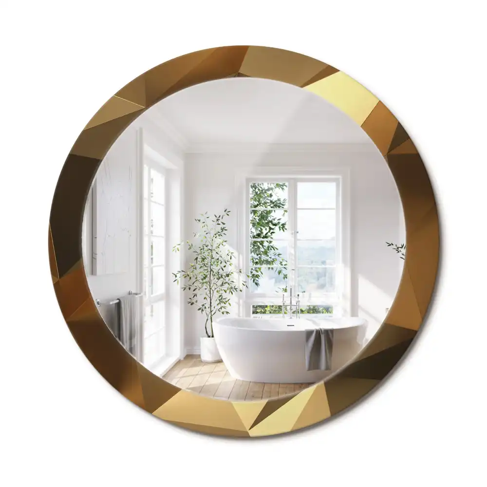 Miroir rond cadre imprimé motif géométrique