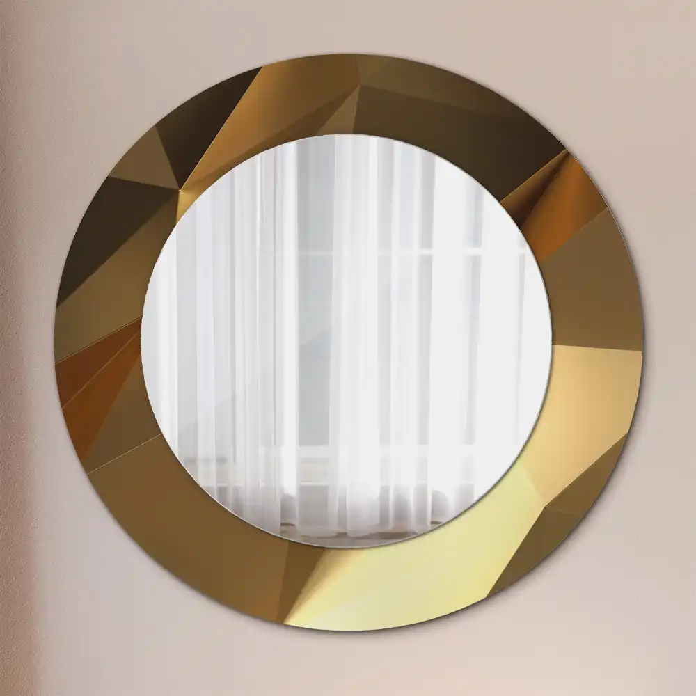 Miroir rond cadre imprimé motif géométrique