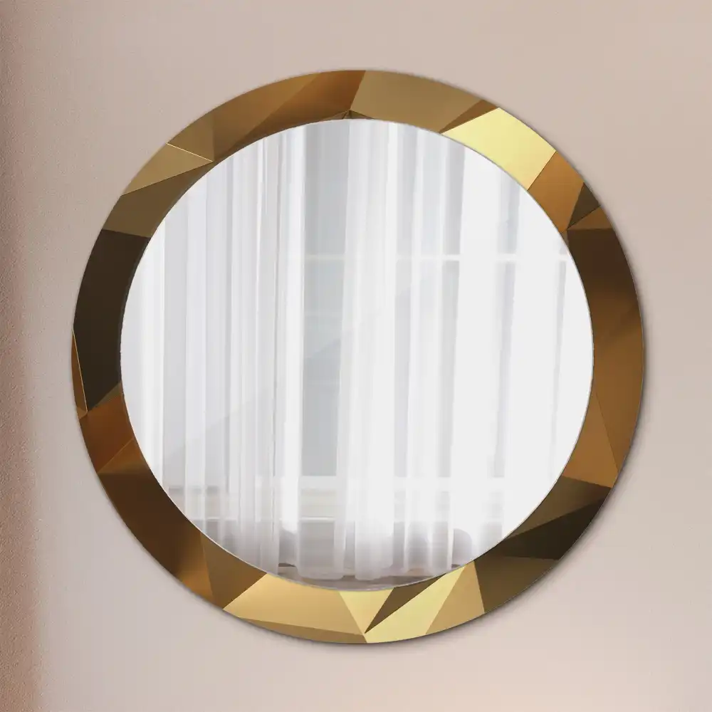 Miroir rond cadre imprimé motif géométrique