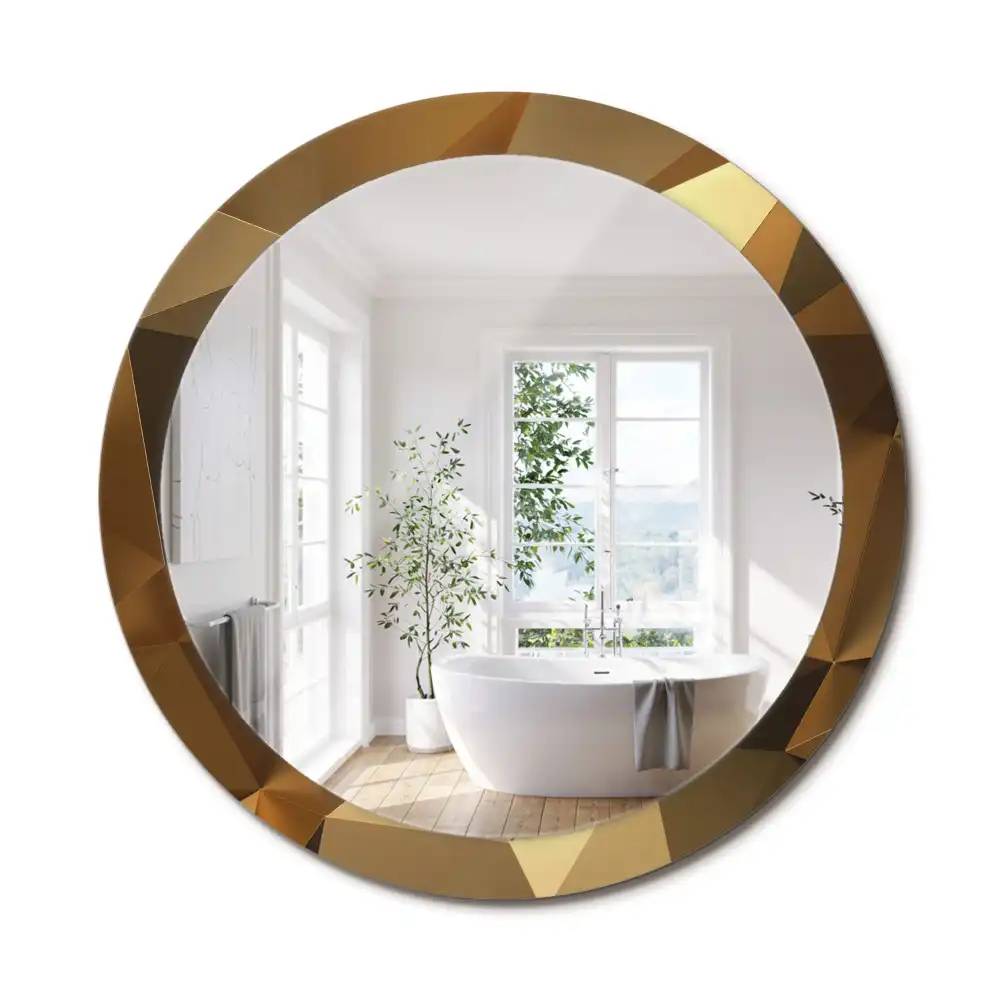 Miroir rond cadre imprimé motif géométrique