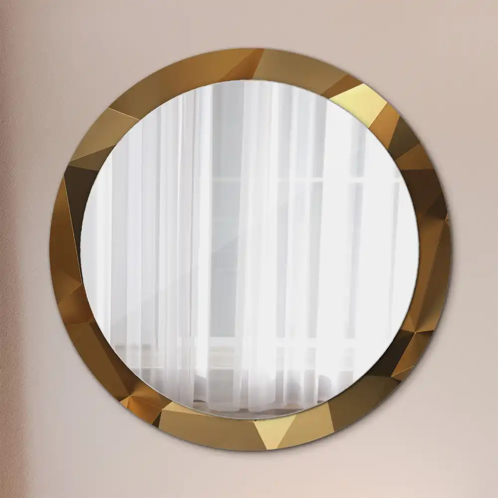 Miroir rond cadre imprimé motif géométrique