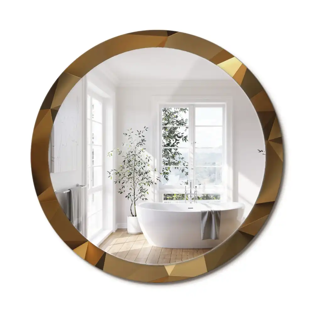 Miroir rond cadre imprimé motif géométrique