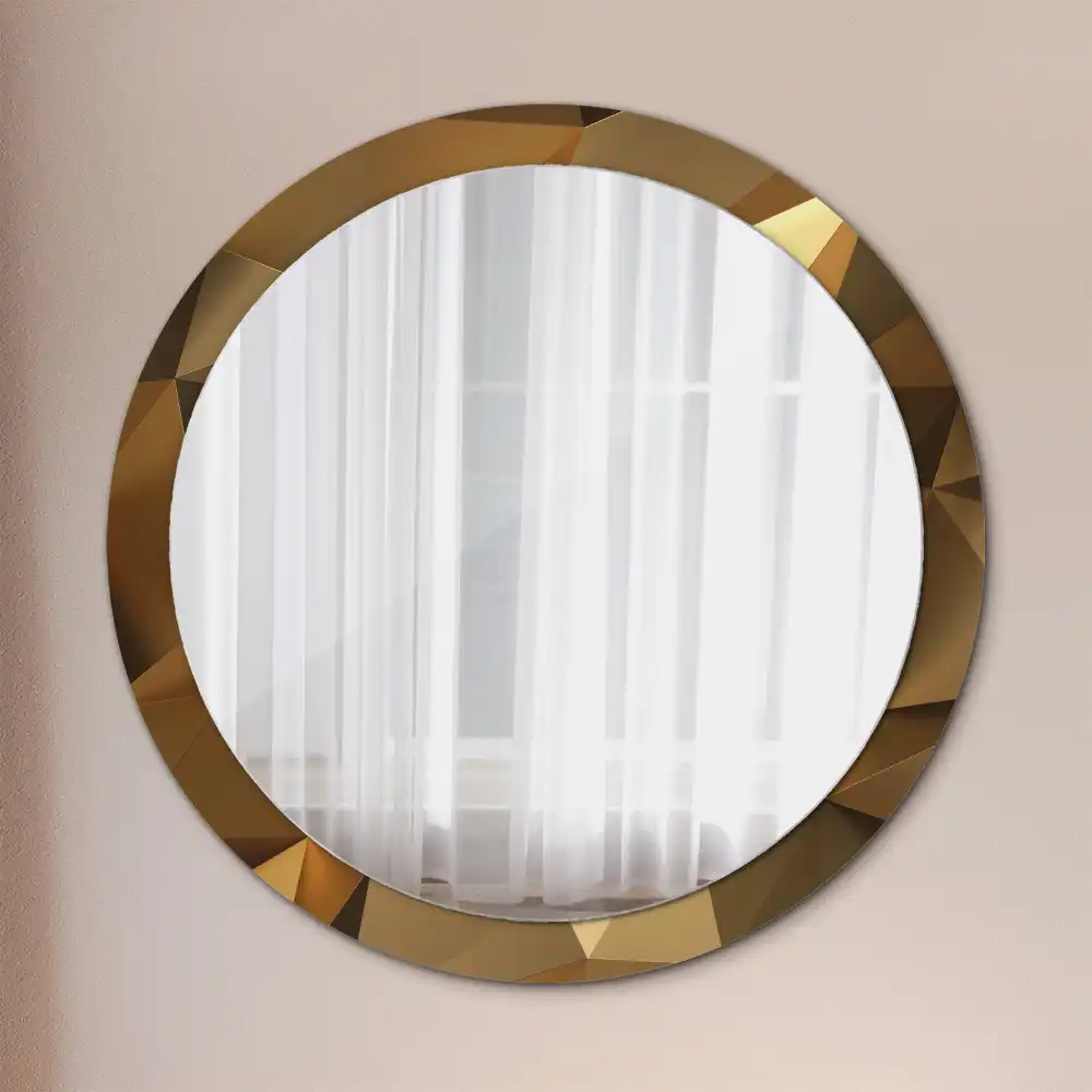 Miroir rond cadre imprimé motif géométrique