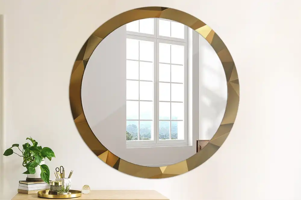 Miroir rond cadre imprimé motif géométrique