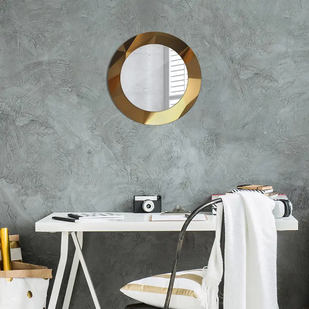 Miroir rond cadre imprimé motif géométrique
