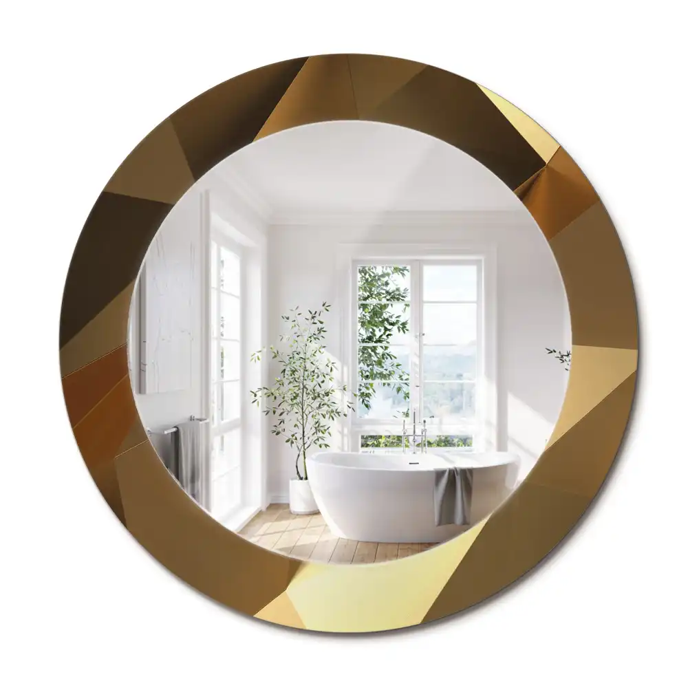 Miroir rond cadre imprimé motif géométrique