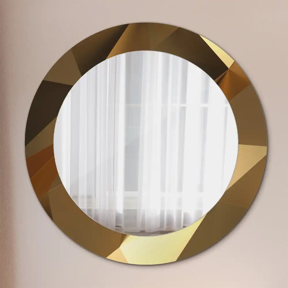 Miroir rond cadre imprimé motif géométrique