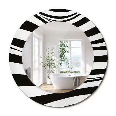 Miroir rond cadre imprimé vague abstraite