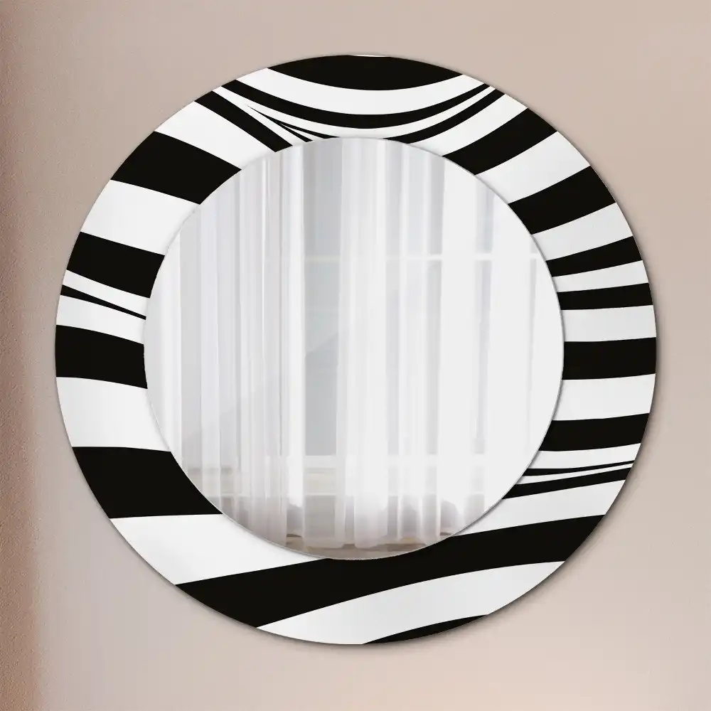 Miroir rond cadre imprimé vague abstraite
