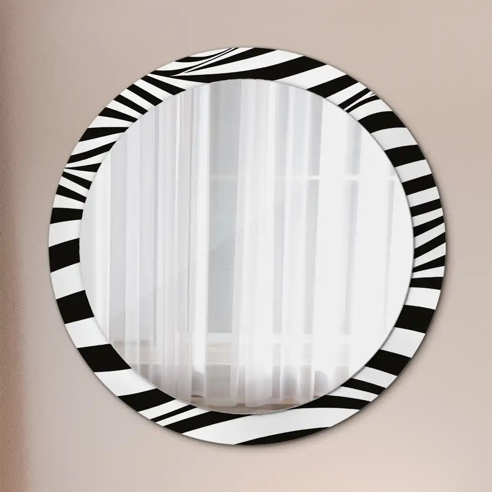 Miroir rond cadre imprimé vague abstraite