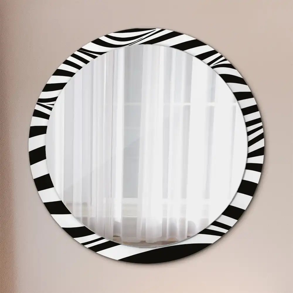 Miroir rond cadre imprimé vague abstraite