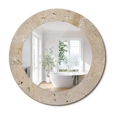 Miroir rond imprimé pierre artificielle