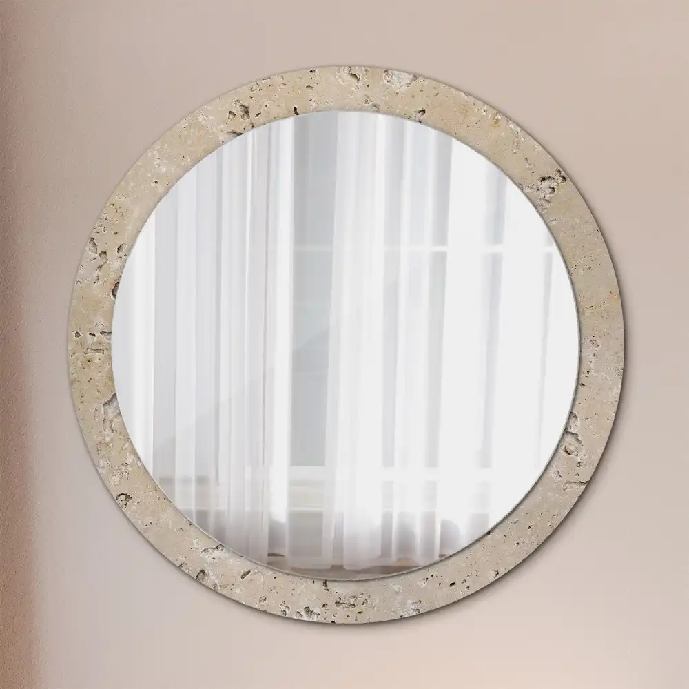 Miroir rond imprimé pierre artificielle