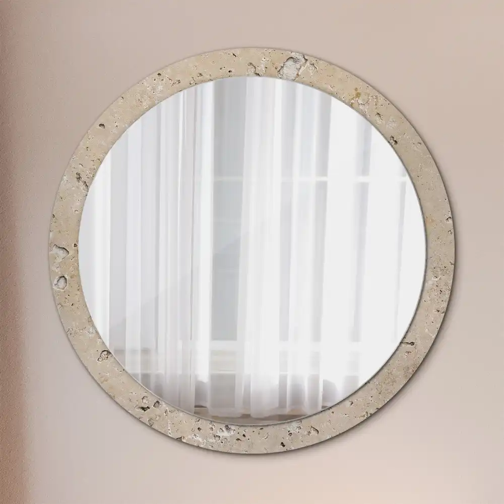Miroir rond imprimé pierre artificielle