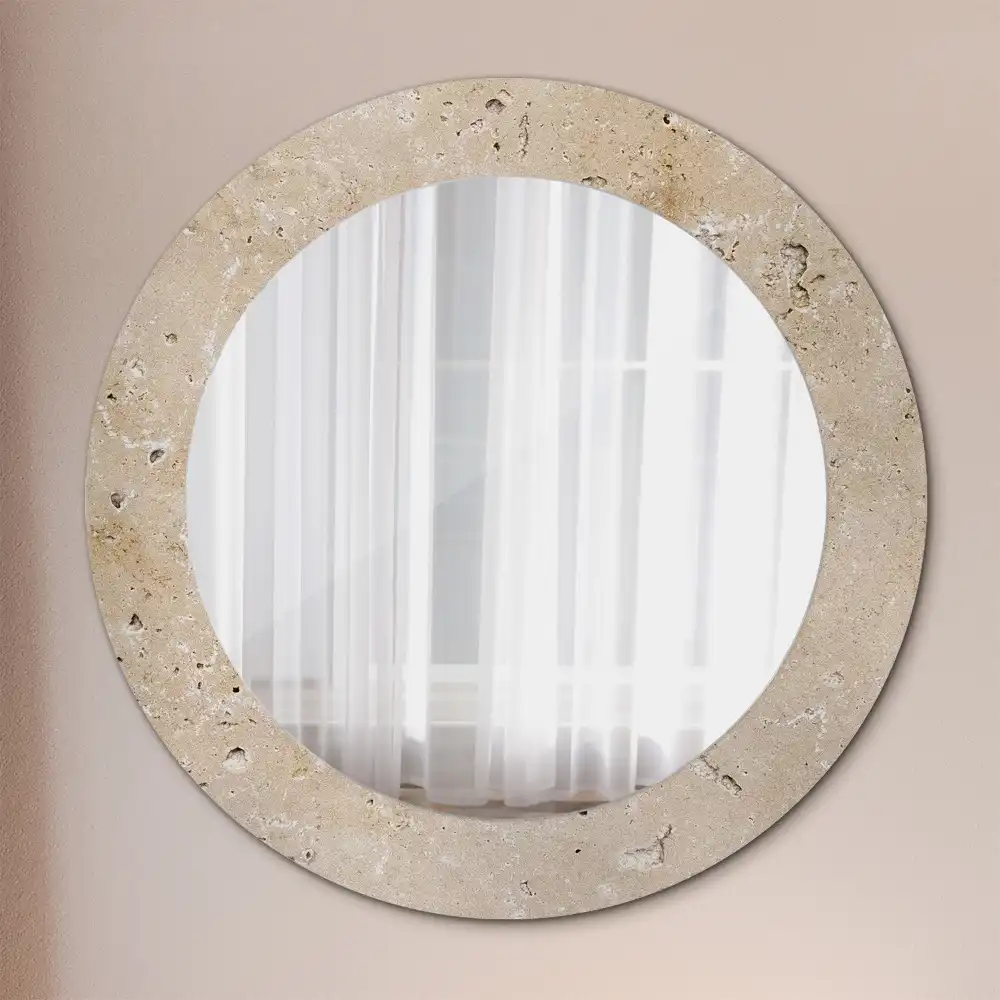 Miroir rond imprimé pierre artificielle